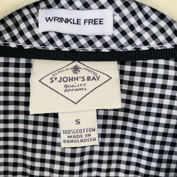 ST John’s Bay plaid wrinkle free 100% Cotton button down shirt top - Picture 7 of 8